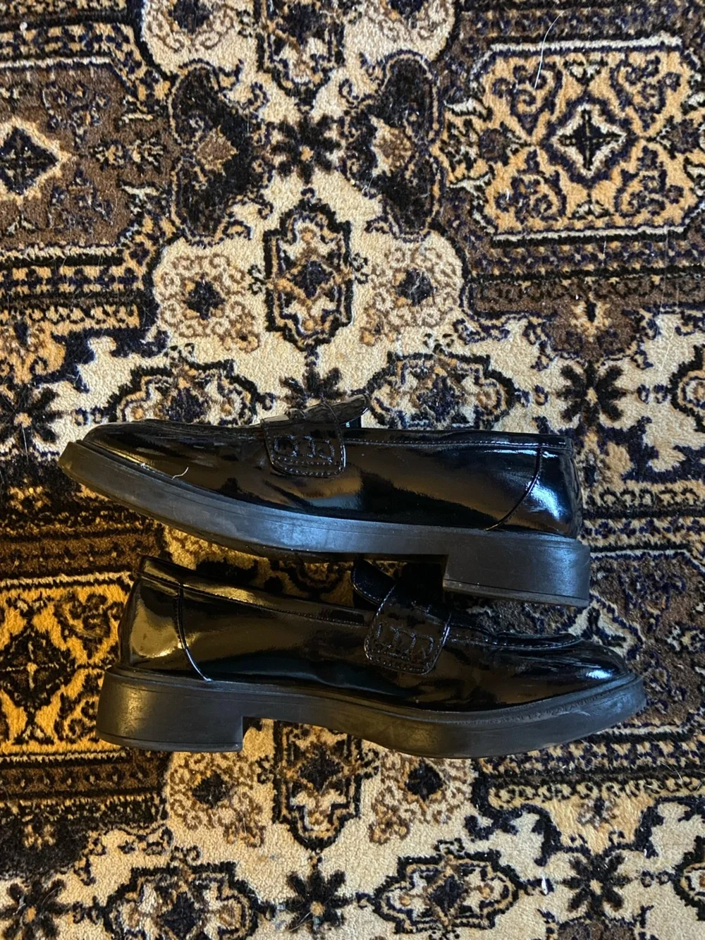 Black Faux Leather Penny Loafers